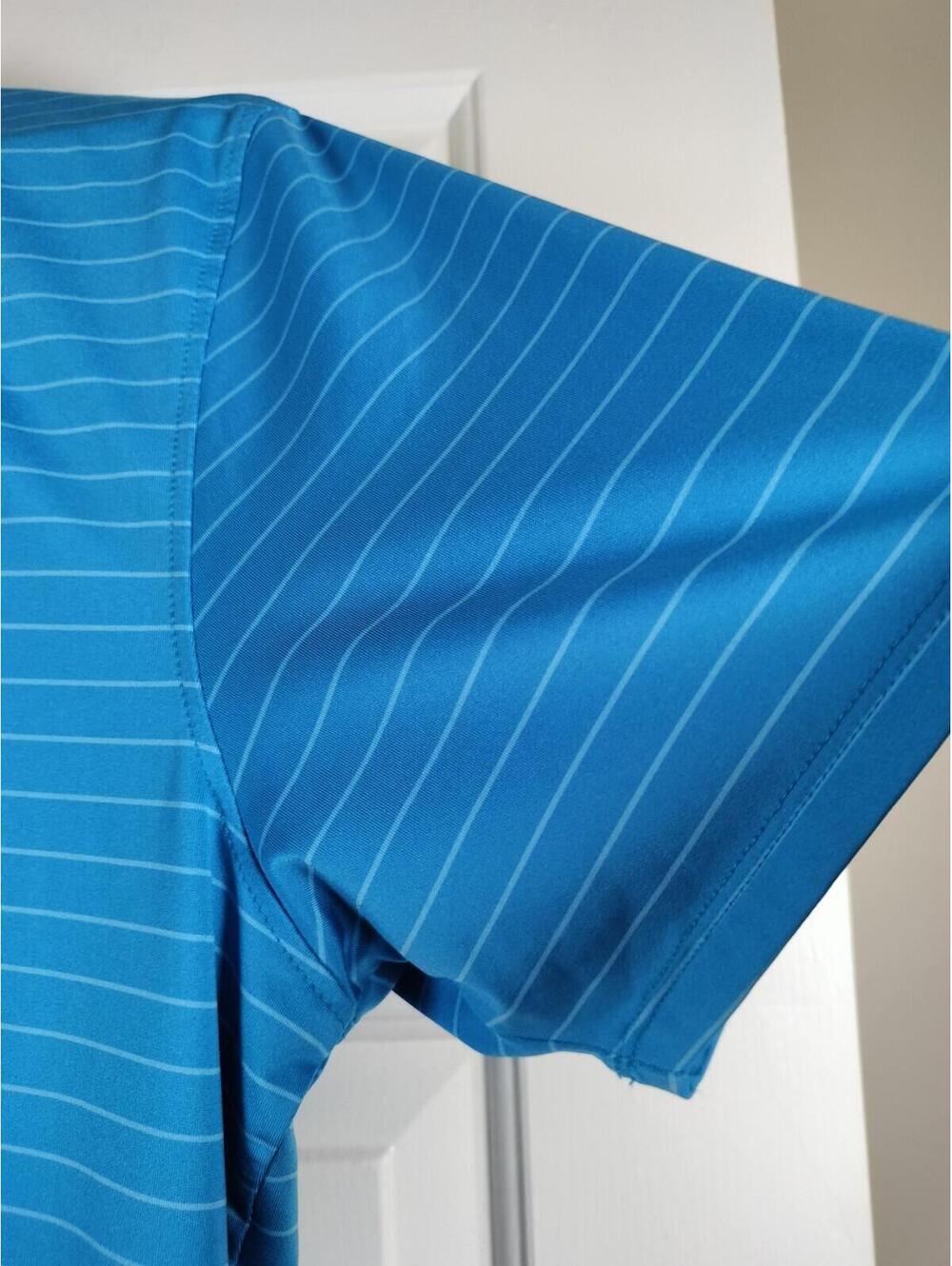 G/FORE Men's Blue Striped Tech Jersey Golf Polo Shirt - Size Medium - Luxury - Picture 4 of 9